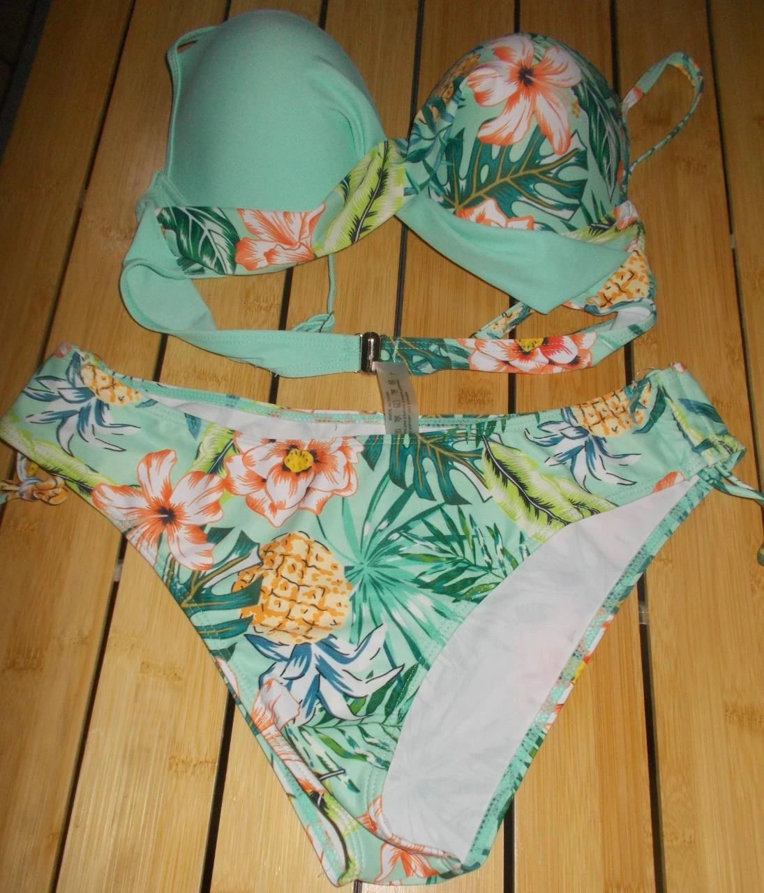 Bikini de dos piezas tropical en verde menta - Talla L (40/42) – photo 8